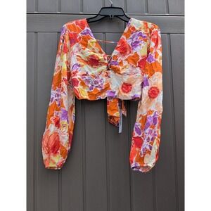 Sage The Label New W Tags Women's‎ Small Front Tie Top Open Back Crop Top